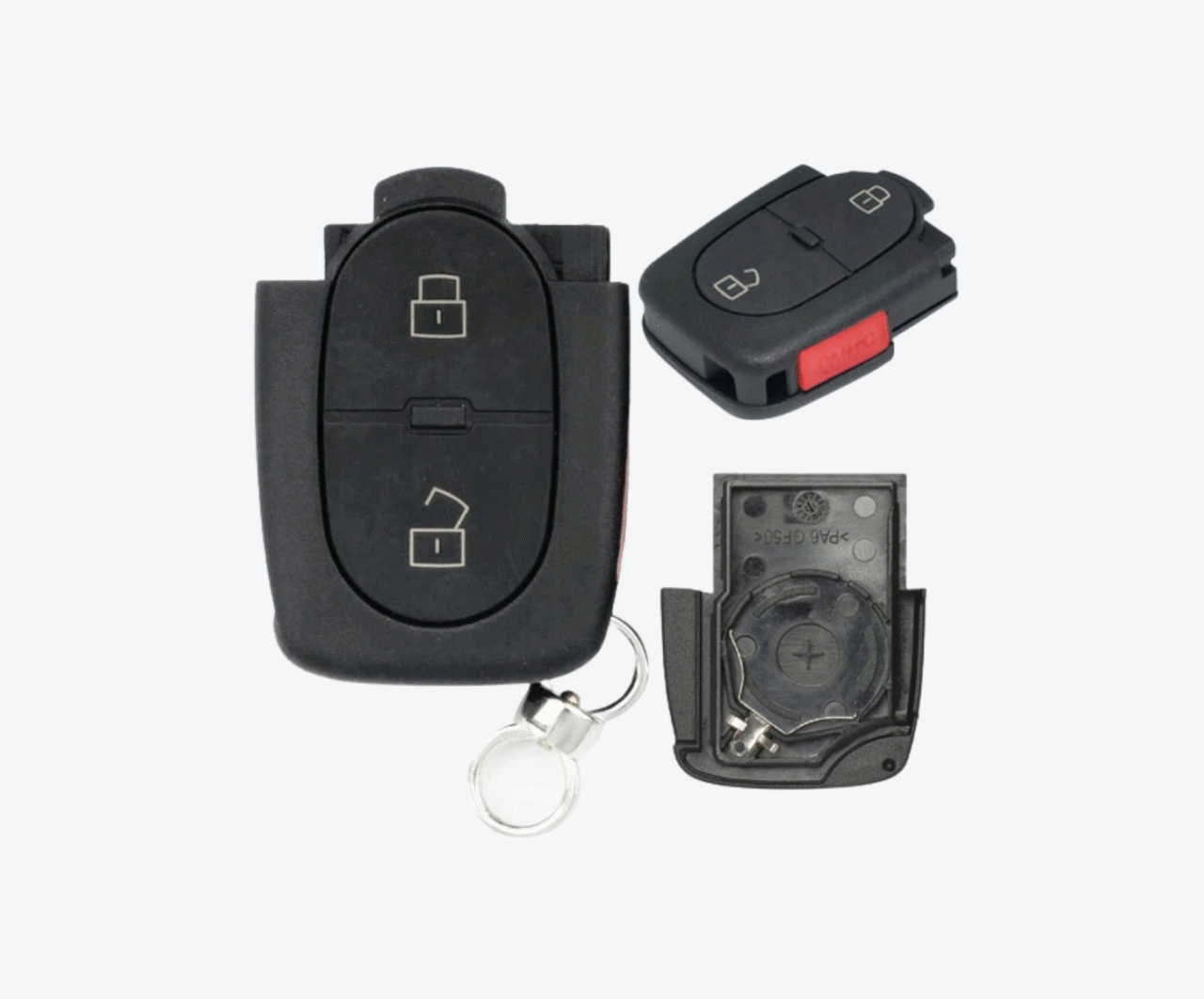 PAGINA WEB (1) Carcasa Sevillana Sin Cuna Audi 2 Botones + Pánico Para Pila 2032