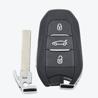 Carcasa Telemando Presencia Peugeot 3 Botones Con Llave De Emergencia